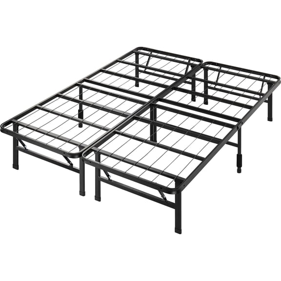 SmartBase Tool-Free Assembly Mattress Foundation, 14 Inch Metal Platform Bed Frame, No Box Spring Needed, Sturdy Steel Frame, Underbed Storage, Black, Queen