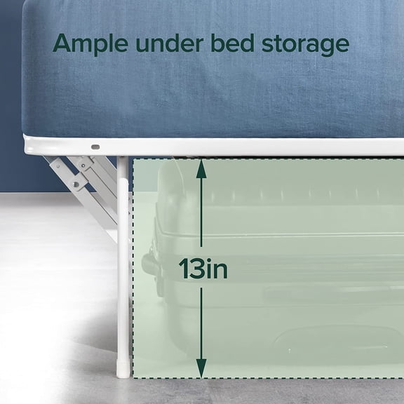 SmartBase Tool-Free Assembly Mattress Foundation, 14 Inch Metal Platform Bed Frame, No Box Spring Needed, Sturdy Steel Frame, Underbed Storage, White, Queen