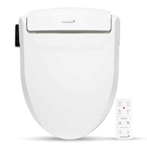 SmartBidet Electric Bidet Seat with Remote Control for Elongated Toilets, White