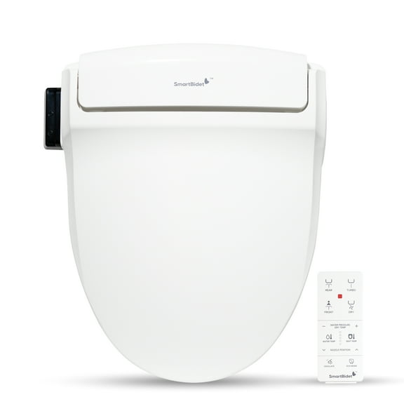SmartBidet Electric Bidet Seat with Remote Control for Round Toilets, White