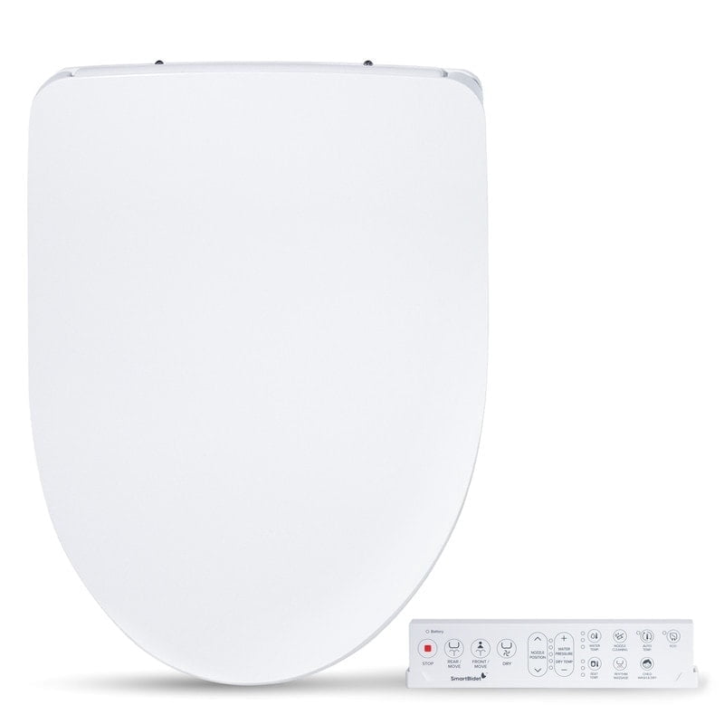 SmartBidet SB-1200 Elongated Bidet Toilet Seats White with Remote Control, Unlimited Hot Water