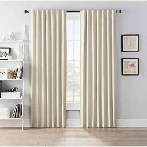 SmartBlock Chroma 95-Inch Rod Pocket 100% Blackout Window Curtain Panel in Tan