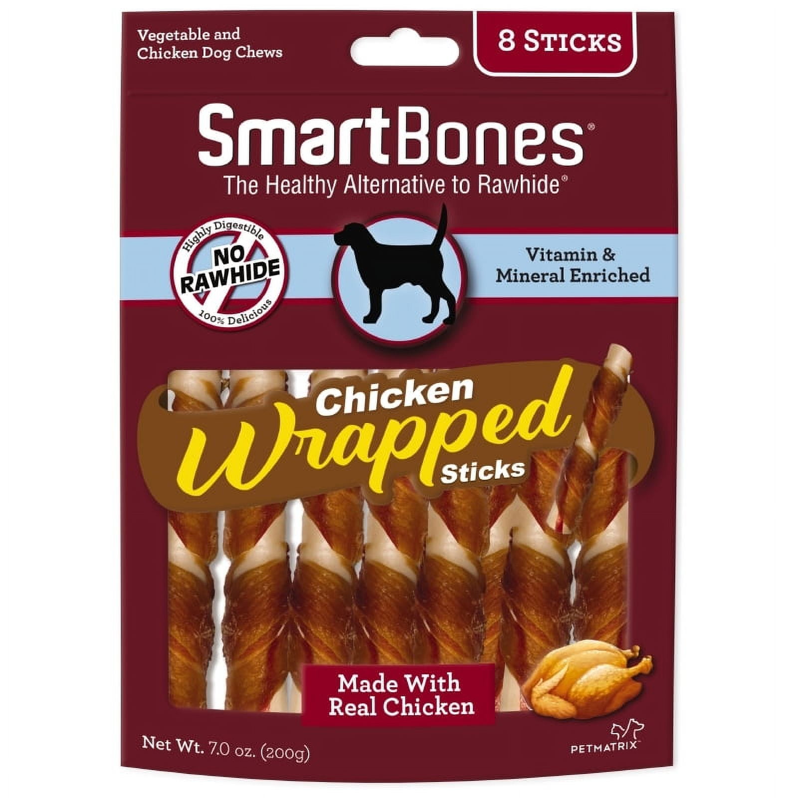 SmartBones Chicken Wrapped Sticks for Dogs Rawhide Free 8 Treats