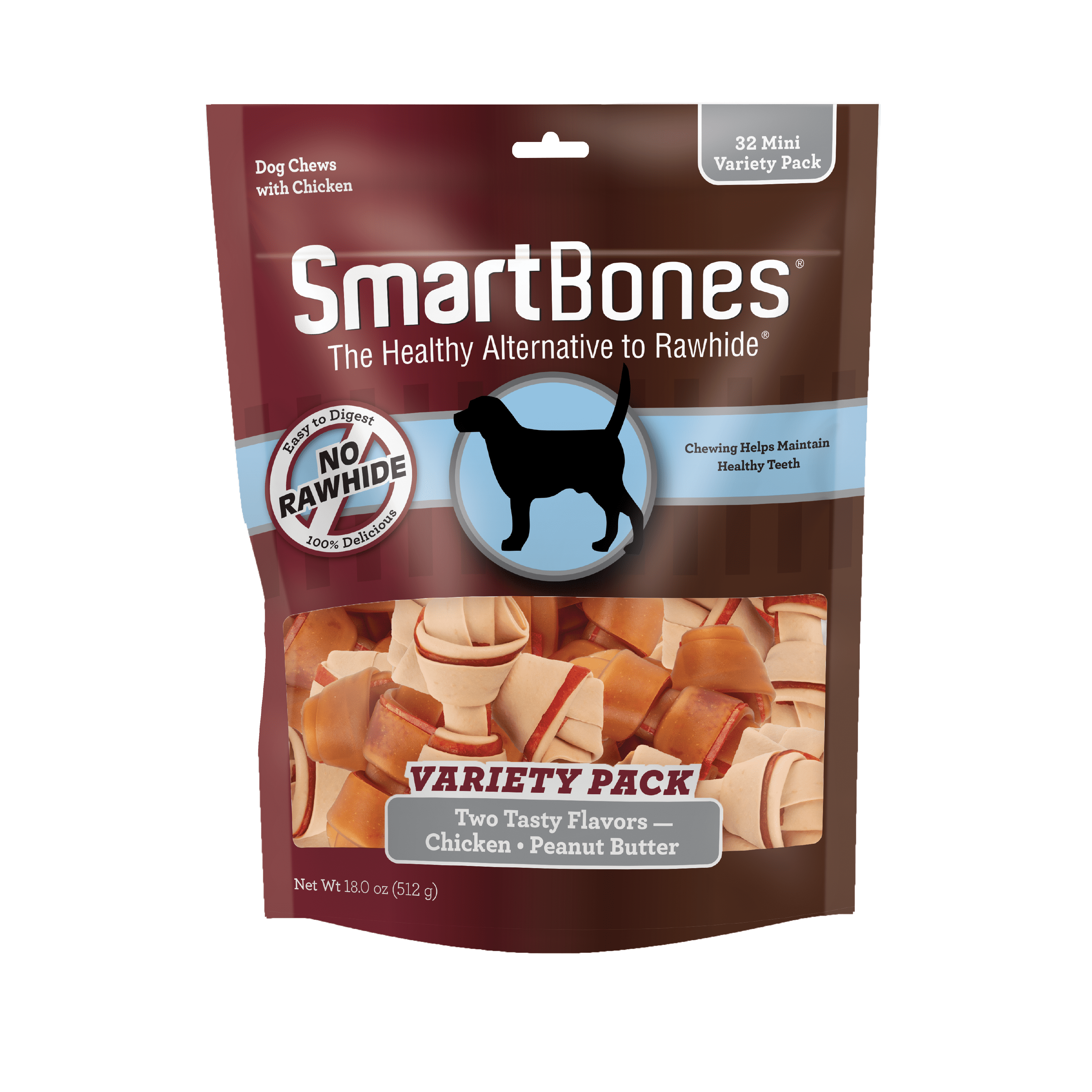 SmartBones Mini Bone Variety Pack 32 Count, Rawhide-Free Chews for Dogs ...