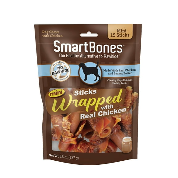 SmartBones Mini Chicken-Wrapped Sticks for Dogs With Real Peanut Butter, Rawhide-Free