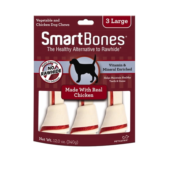 SmartBones Rawhide-Free Dog Bones, Made With Real Chicken, Large 3-Cout