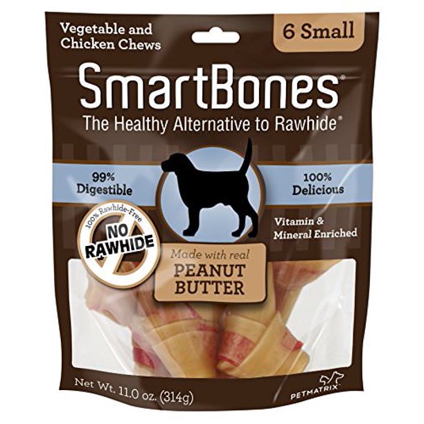 SmartBones RawhideFree Dog Chews, Made With Real Peanut Butter, 6Ct
