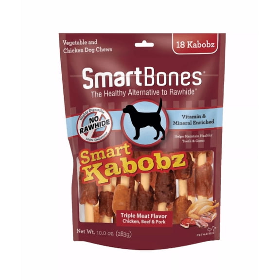 SmartBones Smart Kabobz Dog Treat - Triple Meat Flavor,  18 Count