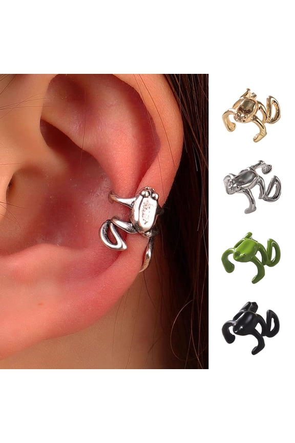 1/2/3 Pairs Frog-Shaped Earrings Clip-On Functionality Alloy Ear Clips Electroplated Earrings Jewelry Accessories