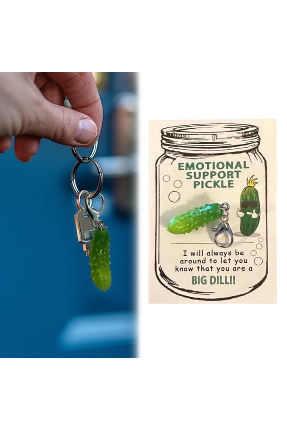 1/2/3 Sets Emotional Support Pickle Keychain Pickle Design Pendant with Pocket Hugs Card Fine Craftsmanship Metal Resin Keyring Positive Gift