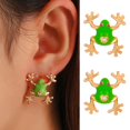 thumbnail image 1 of SmartBy 1/2 Pairs Frog-Shaped Earrings Sparking Rhinestones Inlaid Cartoon Enamel Alloy Ear Clips Jewelry Accessories, 1 of 6