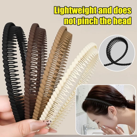 SmartBy 1/4Pcs Women Hair Hoop Non-Slip Teeth Plastic Headband Secure Fit Lightweight Washing Face Makeup Hair Hoop Hair Accessories