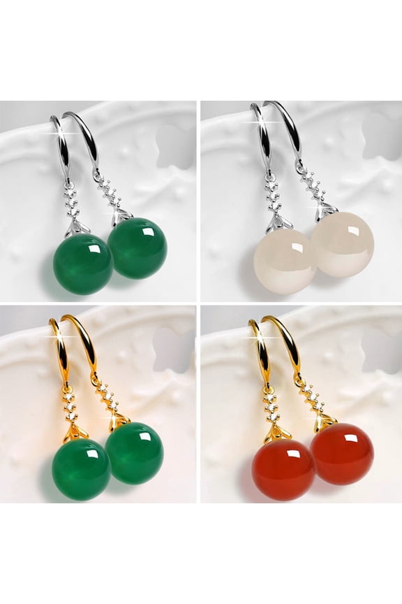 1 Pair Agate Earrings Not Prone to Allergies Graceful Exquisite Fine Workmanship Shiny Bright Hook Earrings for Fashion Jewellery