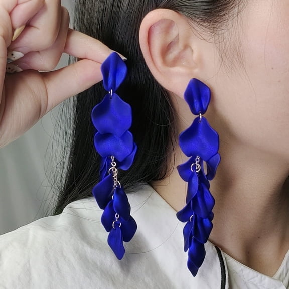 SmartBy 1 Pair Bohemia Style Tassel Petal Dangle Earrings Acrylic Long Flower Stud Earrings Fashion Jewelry Accessories Gift