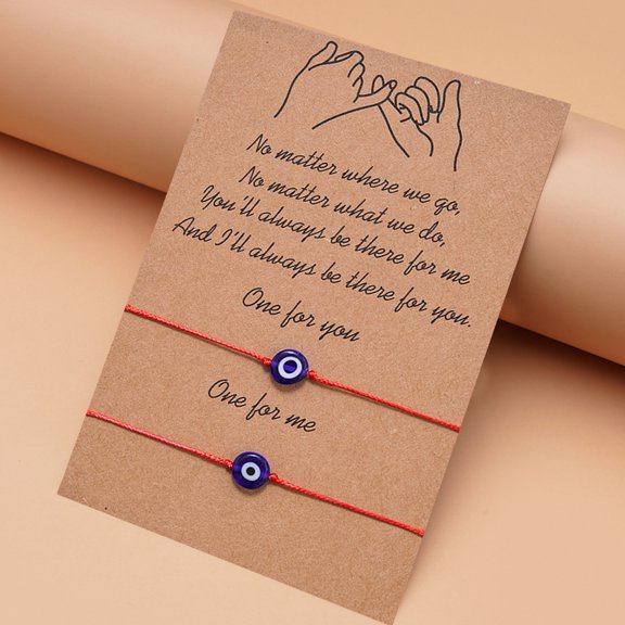 SmartBy 1 Pair Couple Bracelets Creative Shape Wear Resistant Wax Line Handmade Couple Braided Evil Eyes Bracelets for Party