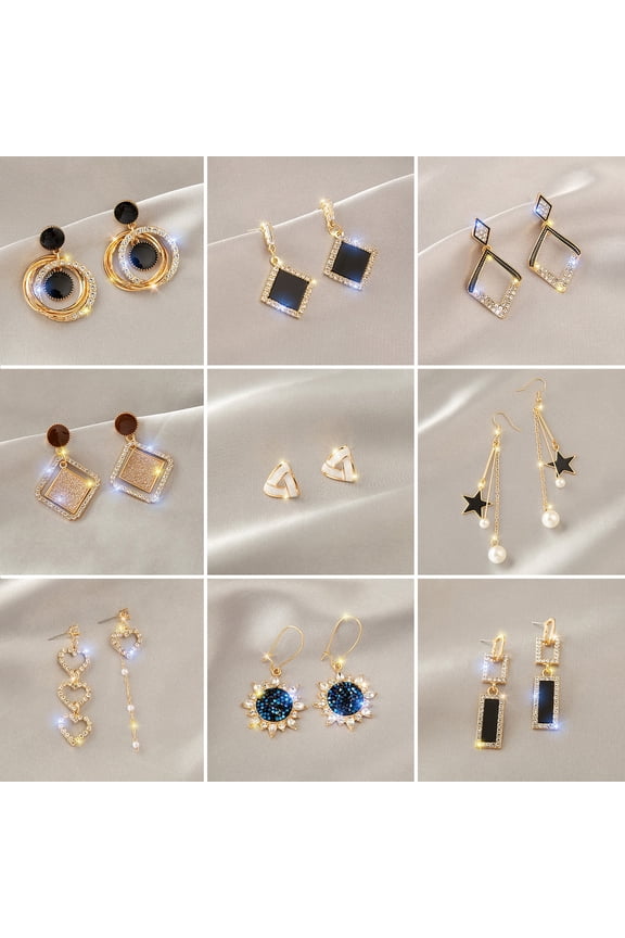 1 Pair Dangle Earrings Heart Rhinestones Jewelry Korean Style Faux Pearls Stud Earrings Birthday Gifts