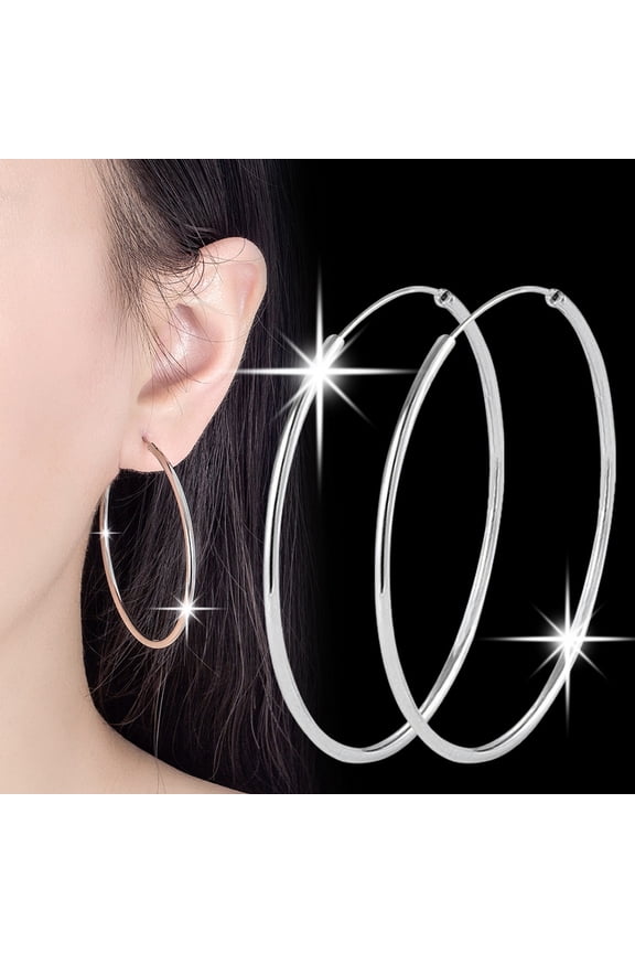 1 Pair Ear Ring Elegant Charming Exaggerated Smooth Surface Big Circle Fine Workmanship Geometrical Oversized Huge Hoop Earring for Dating