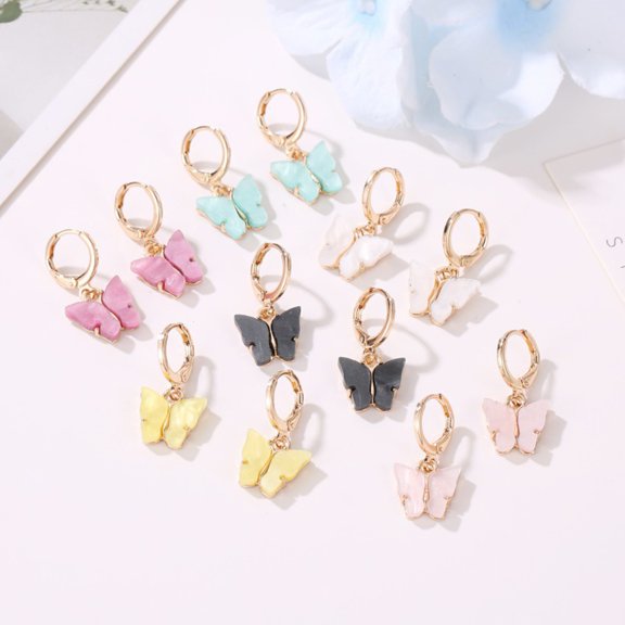 SmartBy 1 Pair Earrings Animal Shape Elegant Women Acrylic Bright Color Dangle Earrings for Dating