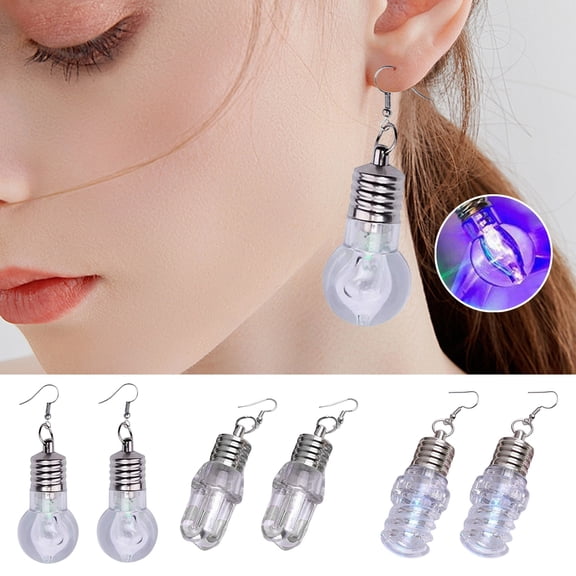 SmartBy 1 Pair Hook Earrings Novelty Colorful Lamp Bulb Shape Anti-allergy Lightweight Stainless Ear Decoration Jewelry Hanging Earrings Club Party Dangle Earrings