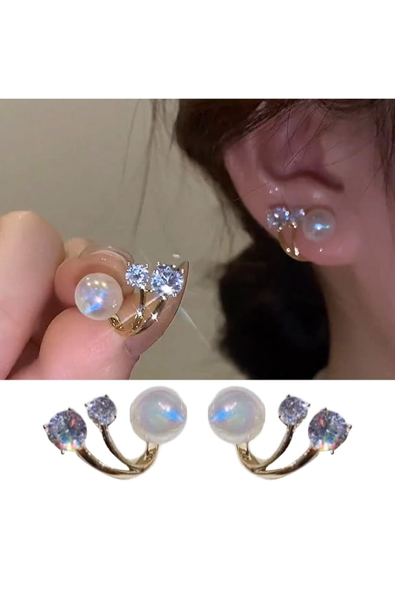 1 Pair Huggie Earrings Faux Pearl Rhinestone French Style Retro Hollow Anti-allergy Electroplated Lightweight Stainless Ear Decoration Jewelry Commute Earrings