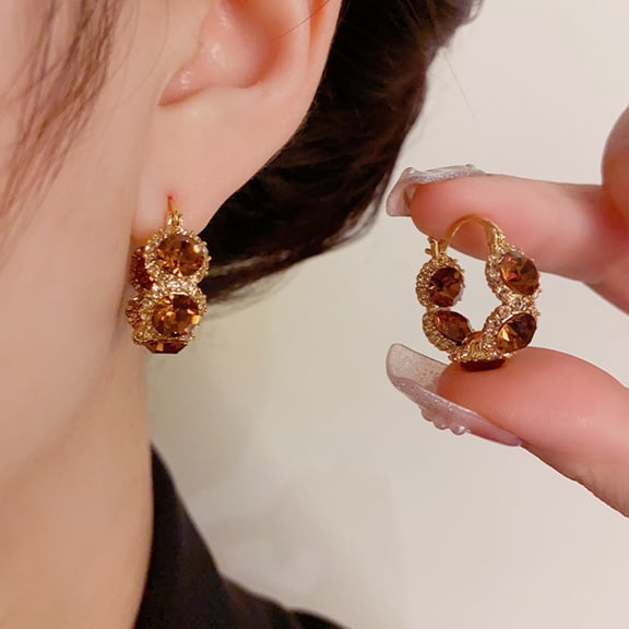 SmartBy 1 Pair Huggie Earrings Retro Cubic Zirconia Small Hoop Earrings Geometric Luxury Urban Earrings Prom Formal Party Dating Jewelry