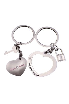 1 Pair New Love Heart Lock Key Chain Ring Keyring Keyfob Lover Couples Gift