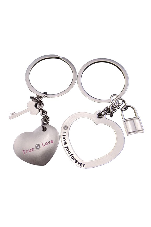 1 Pair New Love Heart Lock Key Chain Ring Keyring Keyfob Lover Couples Gift