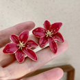 thumbnail image 1 of SmartBy 1 Pair Stud Earrings Retro Style Colorful Enamel Flower Shape Ear Studs Shiny Personalized Earrings Jewelry Gift, 1 of 7