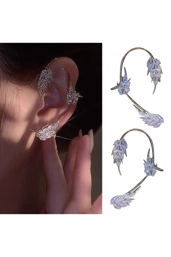 1 Pair Women Clip Earrings Sparkling Rhinestone Non-pierced Wheat Shape Ear Cuff Female Jewelry