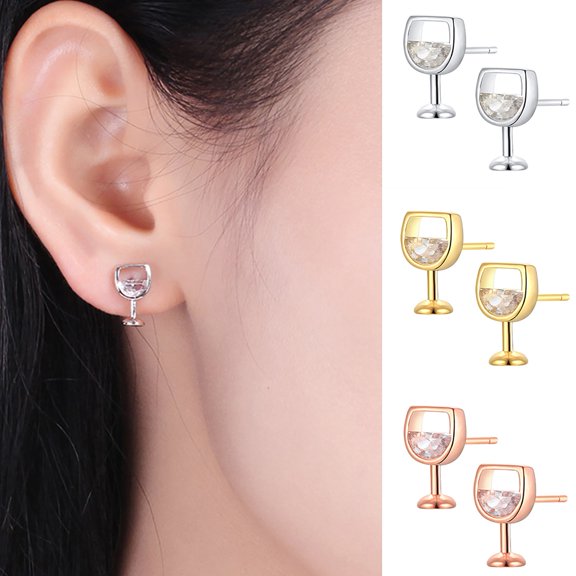 SmartBy 1 Pair Women Earrings Craft Workmanship Jewelry Gift Anti-rust Women Cubic Zirconia Ear Studs for Dating
