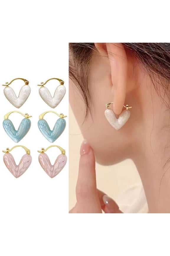 1 Pair Women Earrings Heart Shape Anti-allergy Lightweight Stainless Huggie Earrings Lady Dangle Earrings Women Ear Jewelry
