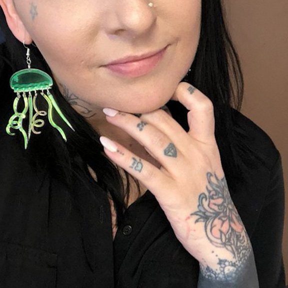 SmartBy 1 Pair Women Earrings Jellyfish Shape Wavy Tassels Acrylic Cartoon Curved Earrings for Party Performance