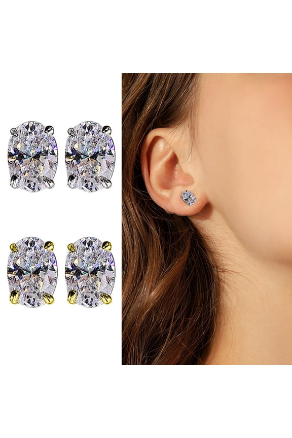 1 Pair Women Earrings Stud Earrings Rhinestone Wedding Ear Studs Geometric Copper Earring Daily Commuting Party Ear Jewelry
