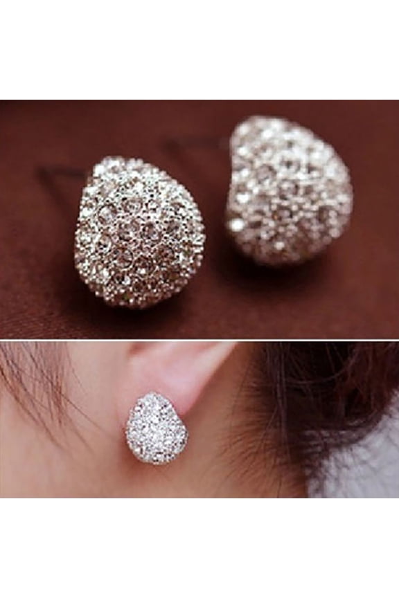 1 Pair Women Fashion Crescent Moon Shining Rhinestone Stud Earrings for Daily Life
