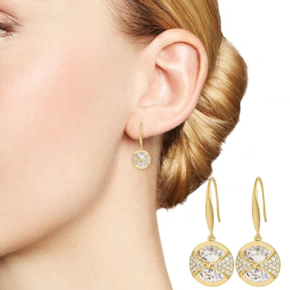 SmartBy 1 Pair Women Hanging Earrings Cubic Zirconia Retro Polished Prom Party Hook Earrings Holiday Birthday Gift Dangle Earrings Ear Jewelry