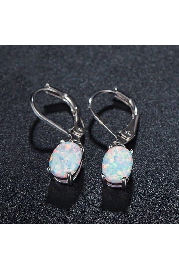 1 Pair Women Leverback Earrings Oval Shape Rhinestone Claps Earrrings Polished Alloy Drop Earrings for Prom Dating Cocktail Parties