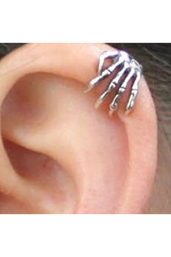 1 Pc Fashion Design Skeleton Hand No Ear Hole Backhoes Ear Clip Punk Jewelry