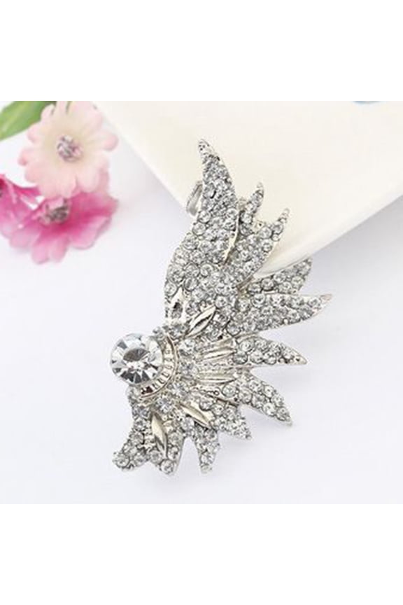 1 Pc Women Punk Wing Ear Cuff Rhinestone Inlaid Clip Stud Earring Club Jewelry
