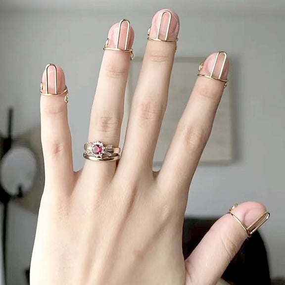 SmartBy 10 Pcs Fingertip Nail Rings Detachable Anti-rust Polish Copper Break Bad Habits Prevent Nail Biting for Nail Biters Fingertip Nail Gurad Protectors