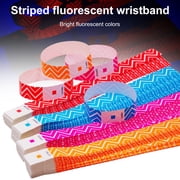 SmartBy 100 Pcs Disposable Paper Wristbands Fluorescent Adhesive Event Wrist Bands Party Favor ID Bracelets for Concerts Festivals