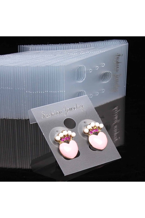 100Pcs/Set Ear Studs Holders Practical Portable Transparent Mini Rectangle Earring Tags for Home