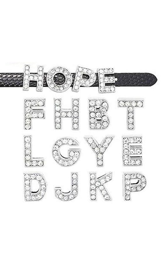 10Pcs A-Z 8mm Rhinestone Slide Letter Charm DIY for Leather Name Bracelet Belt