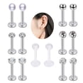 thumbnail image 1 of SmartBy 14Pcs Unisex Stainless Steel Anti-Allergic Lip Nose Nail Ear Stud Piercing Kit, 1 of 6