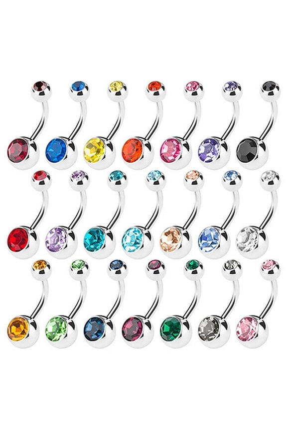 15Pcs Unisex Punk Rhinestone Belly Bars Navel Button Rings Body Piercing Jewelry