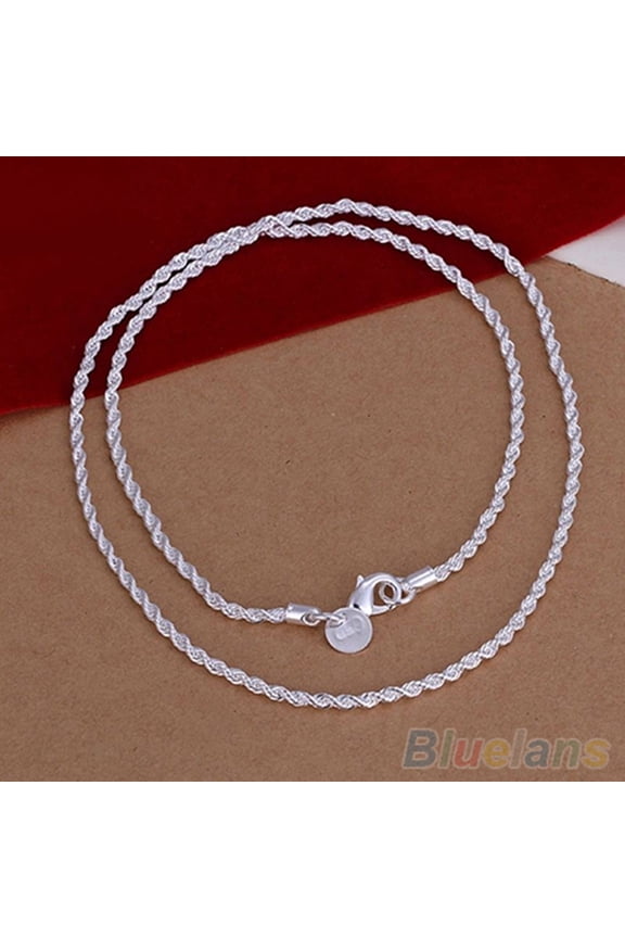 16/18/20/22/24 inch Women Silver Plated 2mm Twisted Necklace Chain No Pendant