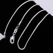 SmartBy 16 Inch - 24 Inch Women Fashion Silver Plated Snake Chain Necklace Jewelry