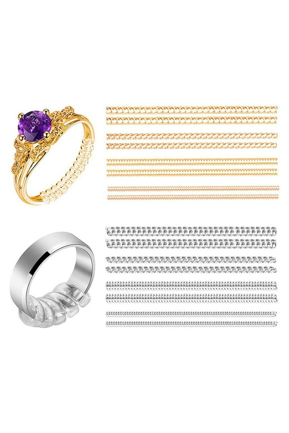 16Pcs Spiral Based Ring Size Adjuster Clear Ring Jewelry Guard Reducer Fit Any Rings Anti-Lost Tightener Jewelry Tools