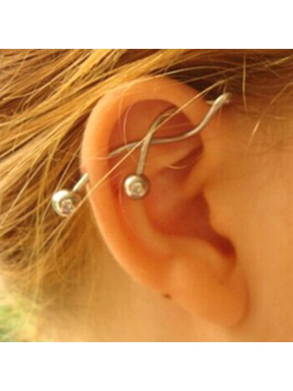1Pc 14g Cool Twist Spiral Ear Industrial Barbell Belly Ring Piercing Earring