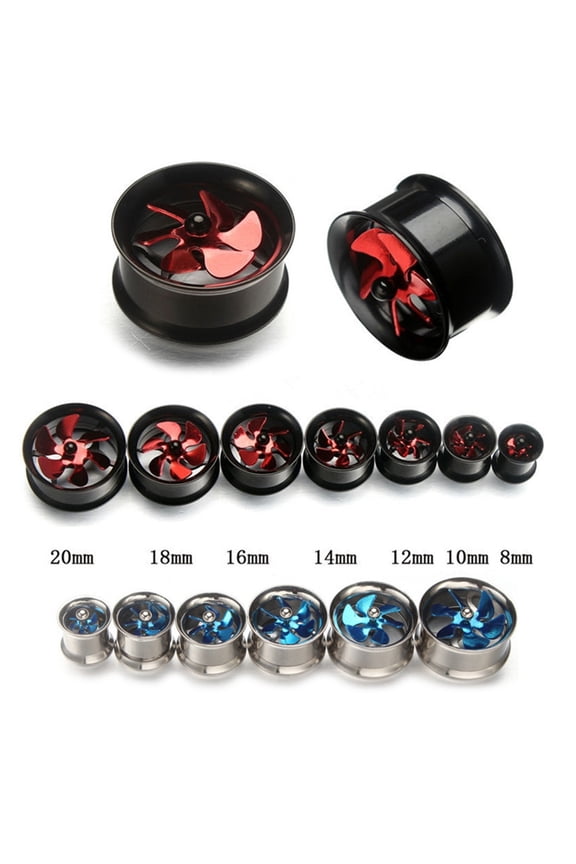 1Pc 8-20mm Windmill Stainless Steel Ear Plugs Tunnel Unisex Piercing Jewelry