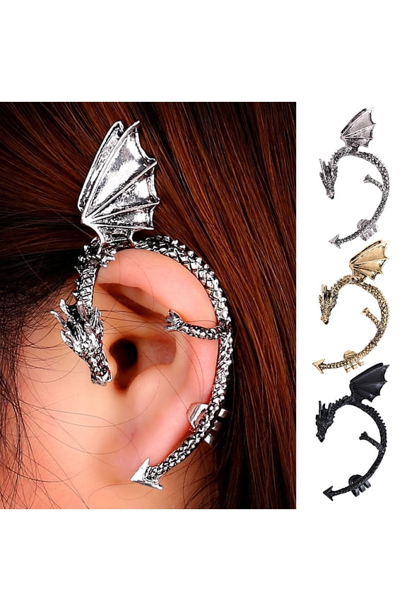 1Pc Dragon Shaped Ear Cuff Exaggerated Hip Hop Gothic Punk Non-Piercing Clip Wrap Cartilage Earring Fashion Accessory